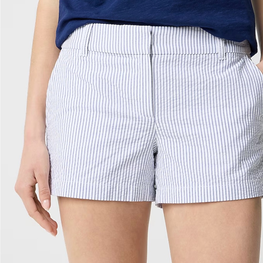 J. Crew Navy and White Striped Women's Bermudas